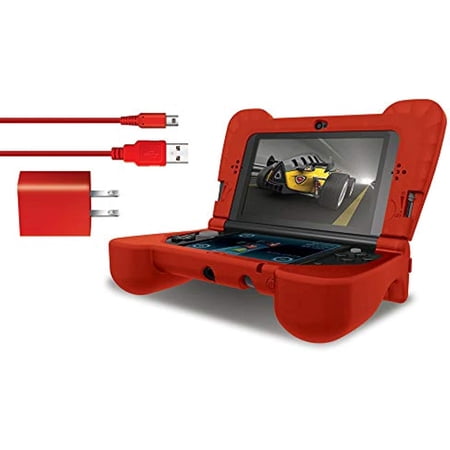 Dreamgear Dg3dsxl-2275 Power Play Kit Accessories: Compatible With Nintendo New 3Ds Xl, 3-In-1 Bundle, Soft Comfort Grip Case, Charging Cable, Ac Adapter, Red