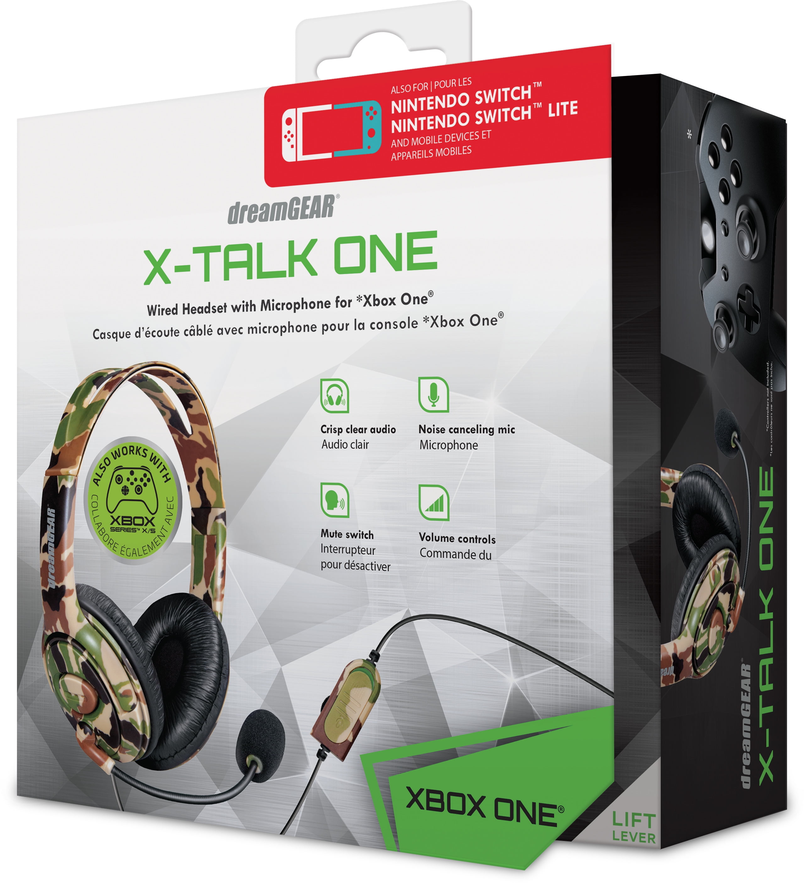 Xbox Accessory: Wired Headset - DreamGear X-Talk Headset with Boom Mic - Camo: Compatible with PC, Switch, PS5, Xbox X|S