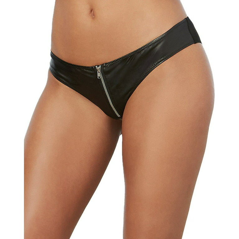 Dreamgirl Faux Leather Zippered Panty