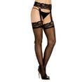 thumbnail image 1 of Dreamgirl Lace-Trimmed Back Seam Pantyhose, 1 of 3