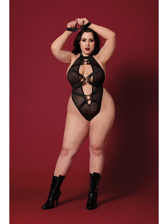 Plus Black Fetish Teddy & Restraint