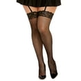 thumbnail image 1 of Dreamgirl Plus Size Laced Fishnet Thigh High, 1 of 4