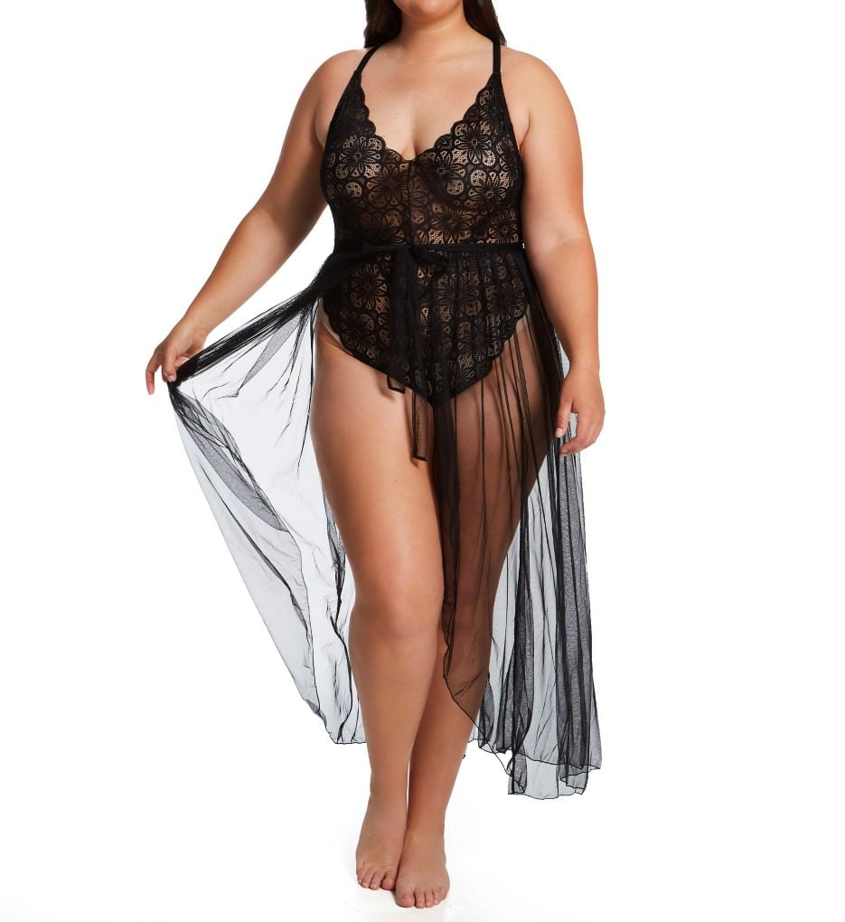 Dreamgirl Mosaic Lace Teddy & Sheer Skirt