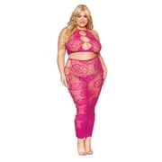 Bralette & Long Skirt Set Rose Pattern Beet Q/s