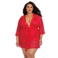 thumbnail image 1 of Dreamgirl Plus Size Stretch Mesh Chemise & Robe Set, 1 of 7