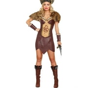 Dreamgirl Viking Warrior Fancy-Dress Costume for Women with Fur Capelet and Gauntlets, Adult Size M