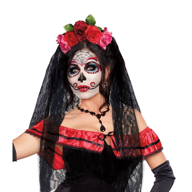 Day of the dead Adult headpiece Amazon.com : Atoden Flower Crown Day of the Dead Rose  main image 4