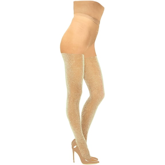 Dreamgirl womens Glittery Lurex Pantyhose With Non-slip Silicone Support