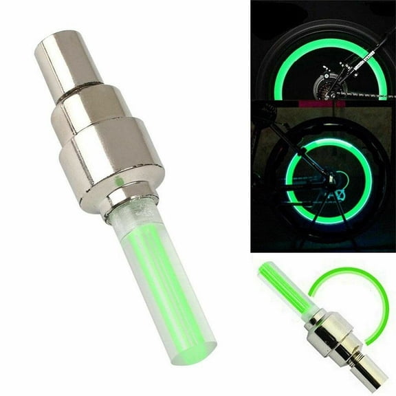 Dreamhall 1Pc Vabration Sensor LED Bike Wheel Light Tire Valve Cap Neon Lamp Waterproof Shockproof for Front & Rear Wheel Green