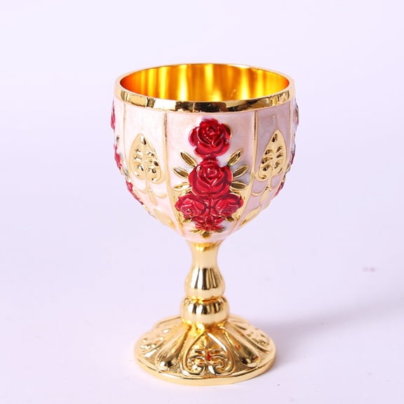 Dreamhall 1Pc Vintage Metal Embossed Wine Cup, Handmade Vintage Hand-made Goblet Engraving Flower Pattern Shot Glass Liqueur Goblet Wine Chalice Art Craft Decoration for Weddings Home Decor 1#