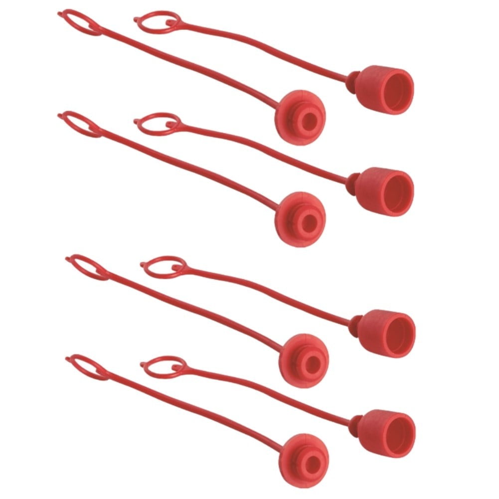 ANHAN Hydraulic Coupling Dust Caps & Plugs - 1/2 Inch ISO5675 Red Rubber Set Of 4 (2 Caps + 2 Plugs)