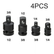 Dreamhall 4Pcs Impact Adapter and Reducer Set | Standard SAE Socket Adapter Sizes, 1/4, 3/8, 1/2" | Impact Driver & Wrench Conversion Kit | Socket Reducer, Locking Socket Adapters Black