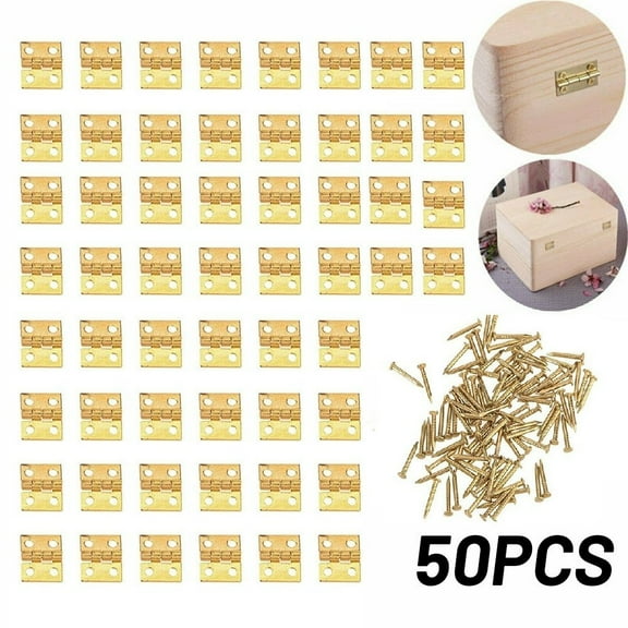 Dreamhall 50Pcs Small Box Hinges, Antique Right Latch Hook Hasp Wood Jewelry Box Hasp Catch Decoration Gold