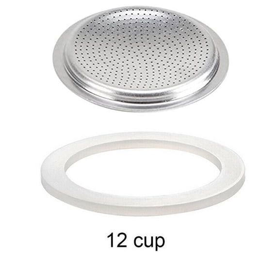 Dreamhall Replacement Gasket and Filter for 12 Cup Stovetop Espresso Coffee Makers Silver