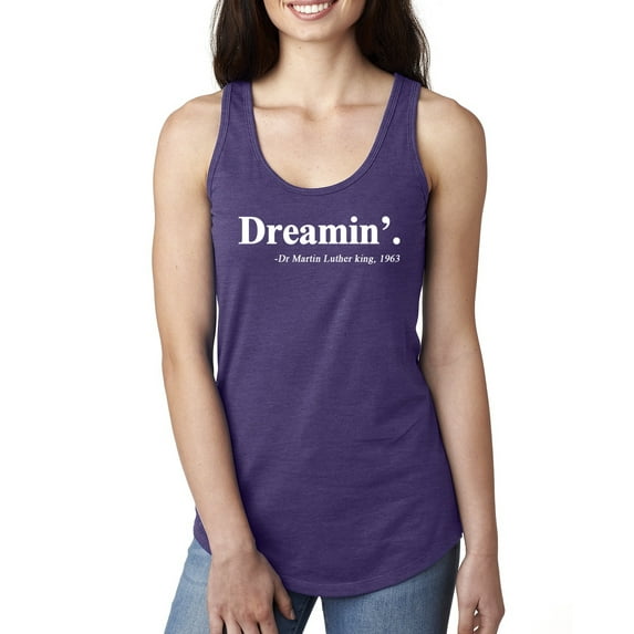 Dreamin' Dr Martin Luther King Jr. 1963 Ladies Racerback Tank Top, Purple Rush, Medium