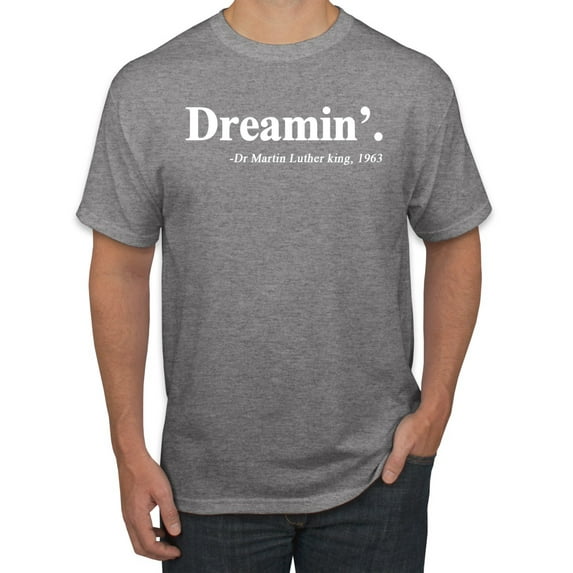 Dreamin' Dr Martin Luther King Jr. 1963 Men's Graphic T-Shirt, Heather Grey, 5XL
