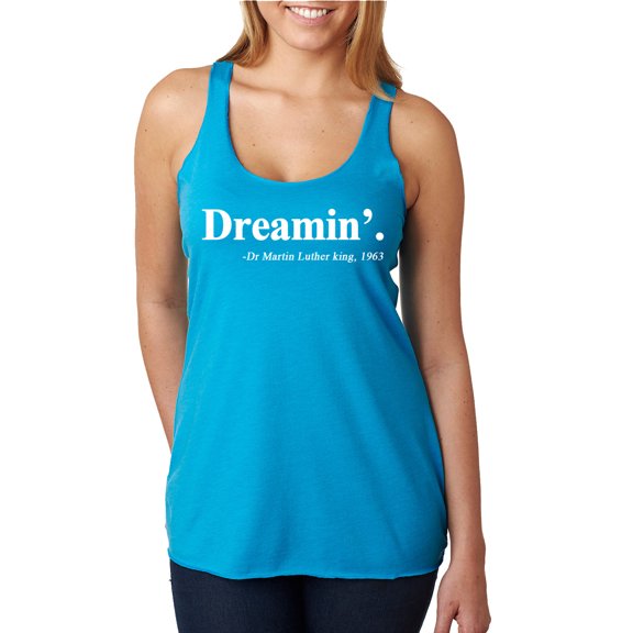 Dreamin' Dr Martin Luther King Jr. 1963 Tri-Blend Racerback Tank Top, Vintage Turquoise, X-Large