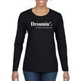thumbnail image 1 of Dreamin' Dr Martin Luther King Jr. 1963 Womens Graphic Long Sleeve T-Shirt, Black, Small, 1 of 3