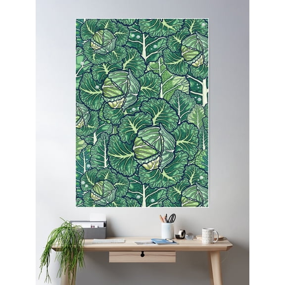 Dreaming Cabbages Poster Wall Art, Modern Wall Decor For Living Room Bedroom, 24x36 UNFRAMED