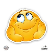 Dreaming Happy Face Emoji Dreamy - 3" Vinyl Sticker - For Car Laptop I-Pad Phone Helmet Hard Hat - Waterproof Decal