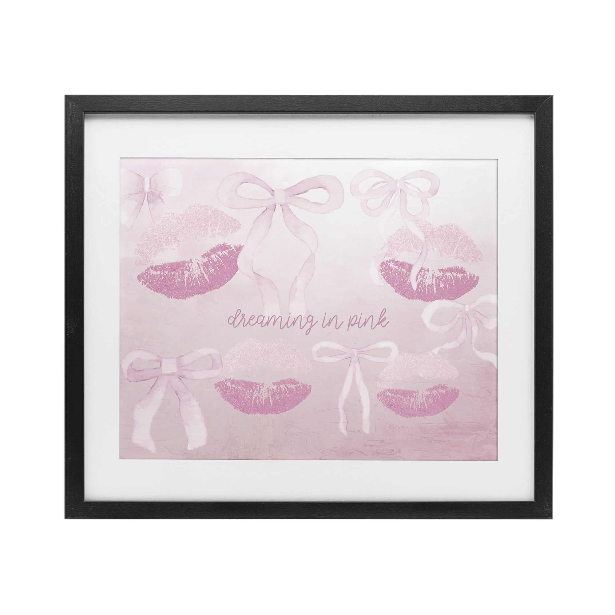 Dreaming In Pink Black Framed Print Under Glass, design by Kim Allen