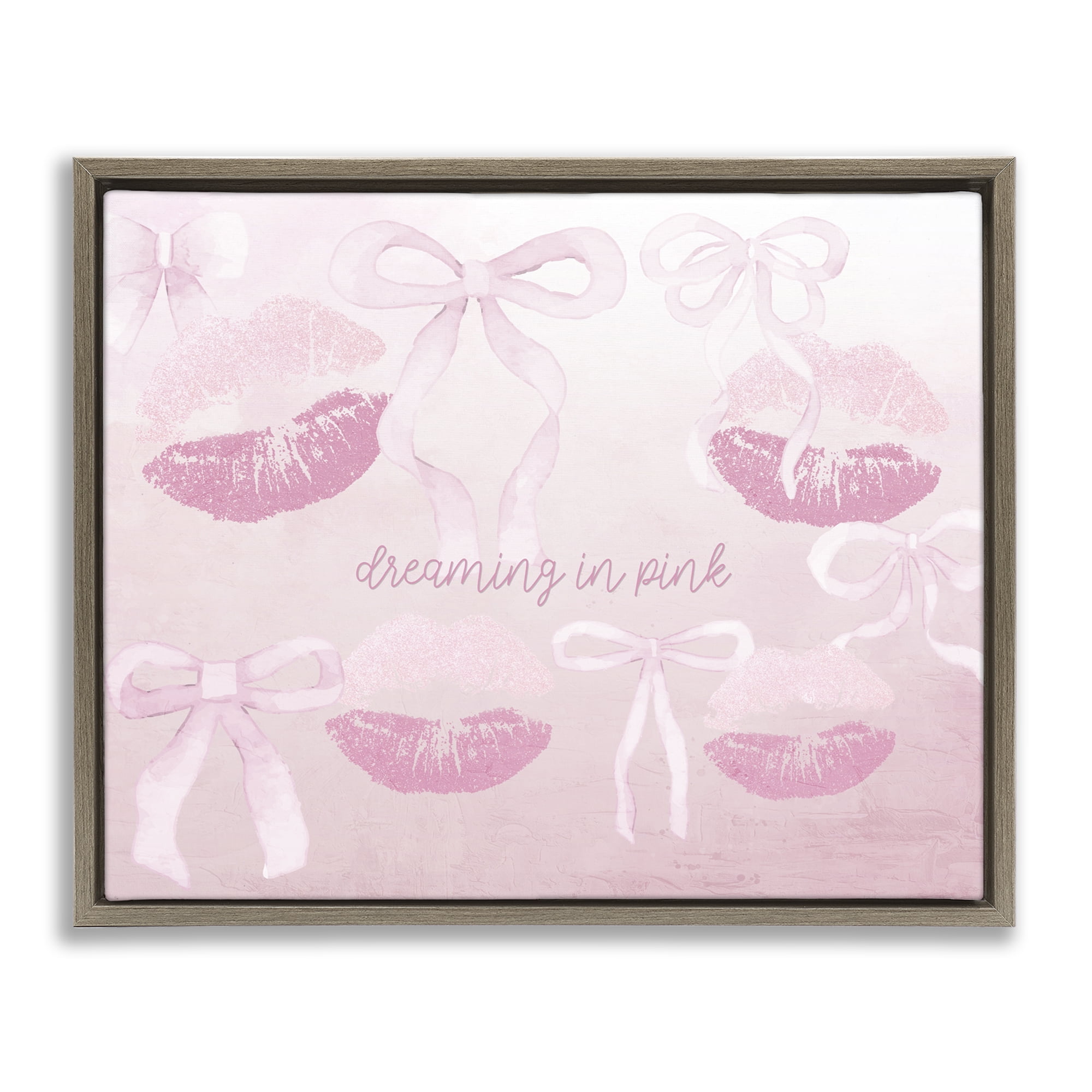 Dreaming In Pink Brown Framed Floater Canvas Wall Art, design by Kim Allen
