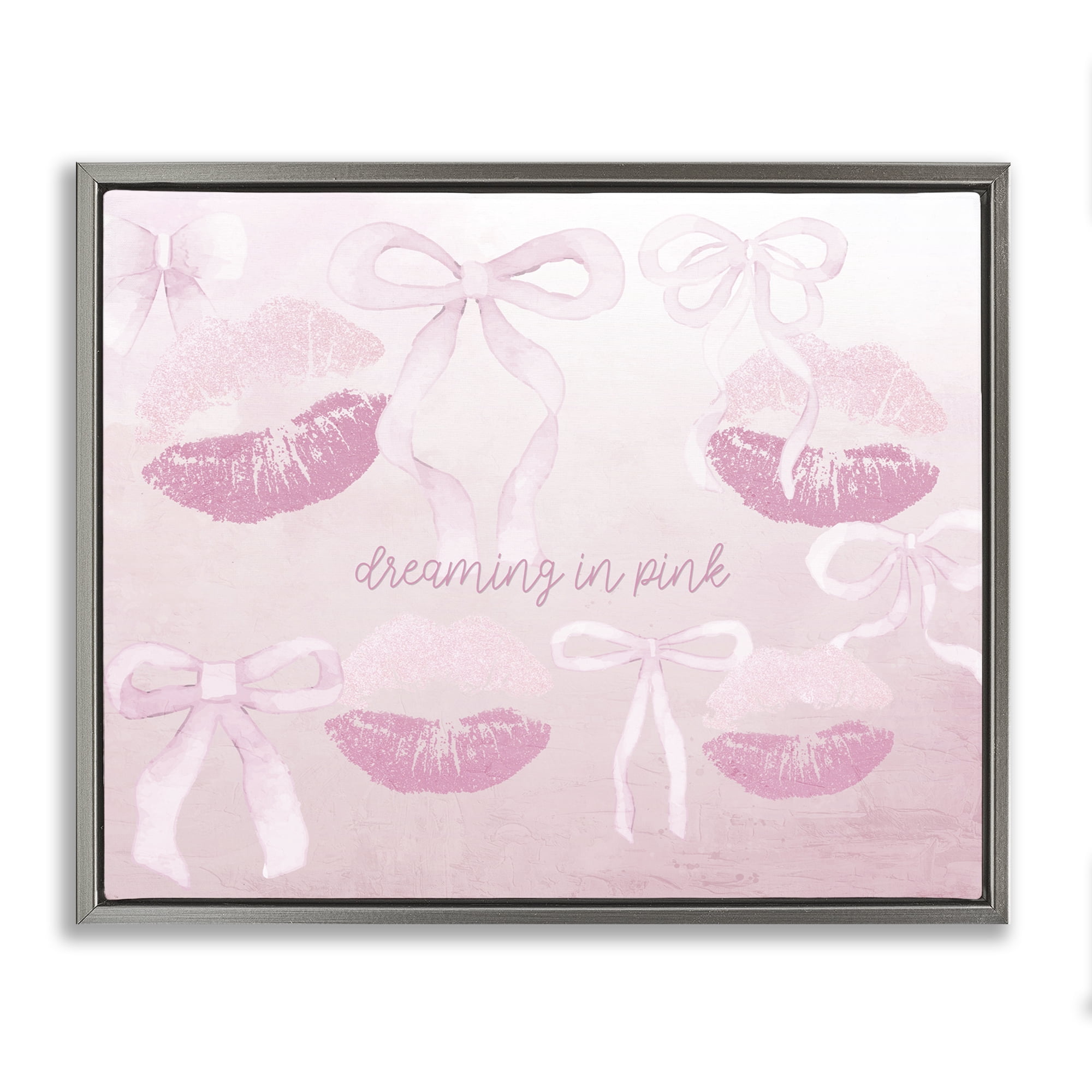 Dreaming In Pink Gray Framed Floater Canvas Wall Art, design by Kim Allen