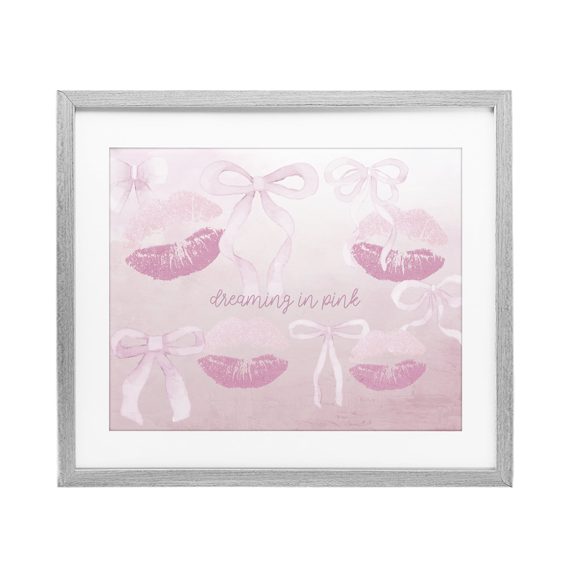 Dreaming In Pink Gray Framed Print Under Glass, design by Kim Allen