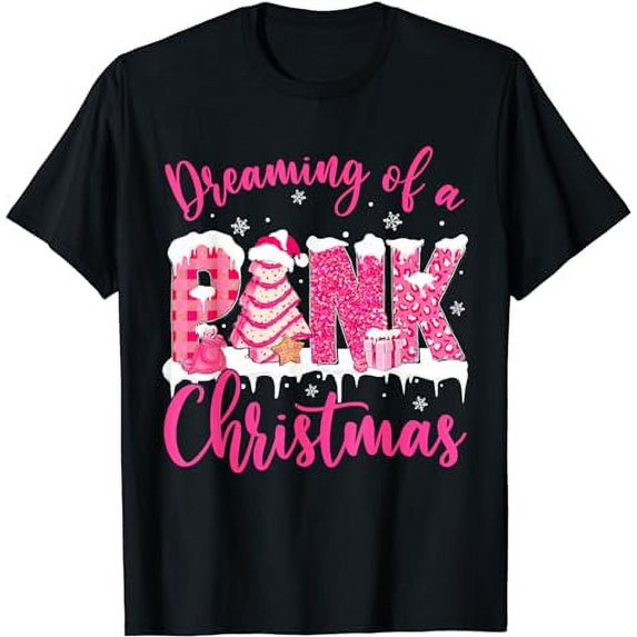 Dreaming Of A Pink Christmas Tree Cakes Xmas Holiday Pajamas T-Shirt