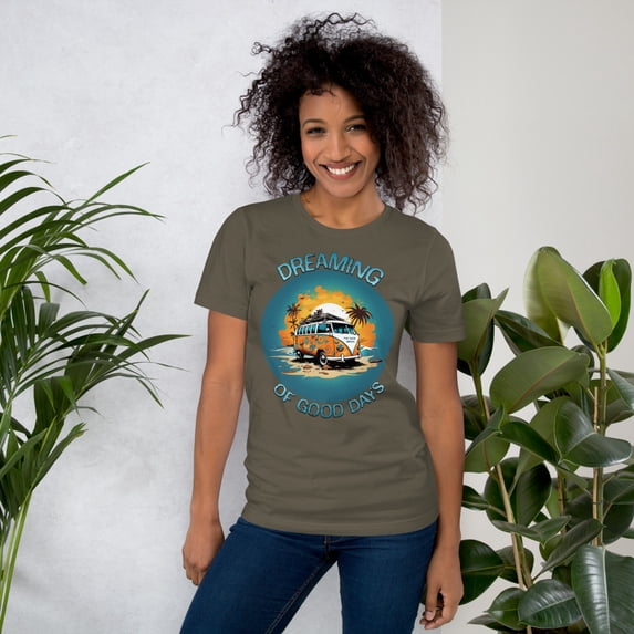 Dreaming Of Good Days Design Unisex T-shirt (Army, L)