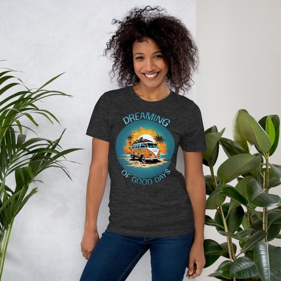 Dreaming Of Good Days Design Unisex T-shirt (Dark Grey Heather, M)