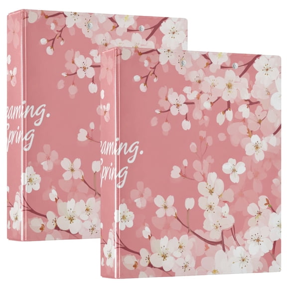 Dreaming Spring Cherry Blossom Round Ring Binder 3 Rings 1.5" Capacity File Storage for A4 Size 1 Pack