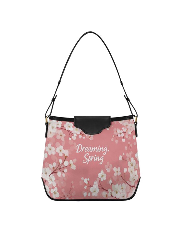 Dreaming Spring Cherry Blossom Women's Tote Bag Convertible Handbags Hobo Shoulder Bag with Zipper Magnetic Snap