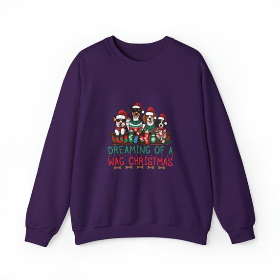 Dreaming of a Wag Christmas Sweatshirt | Dog Sweatshirt | Animal Lover Gift | Dog Mom Sweatshirt | Dog Lover Sweatshirt | Unisex Heavy Blend™ Crewneck Sweatshirt