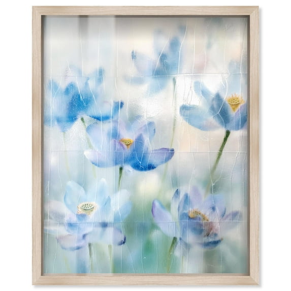 Dreaming in Blue Shadowbox Print Floral Art by Art Remedy, Blonde Frame, 36 x 45