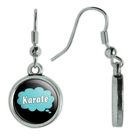 Dreaming of Karate Blue Novelty Dangling Drop Charm Earrings