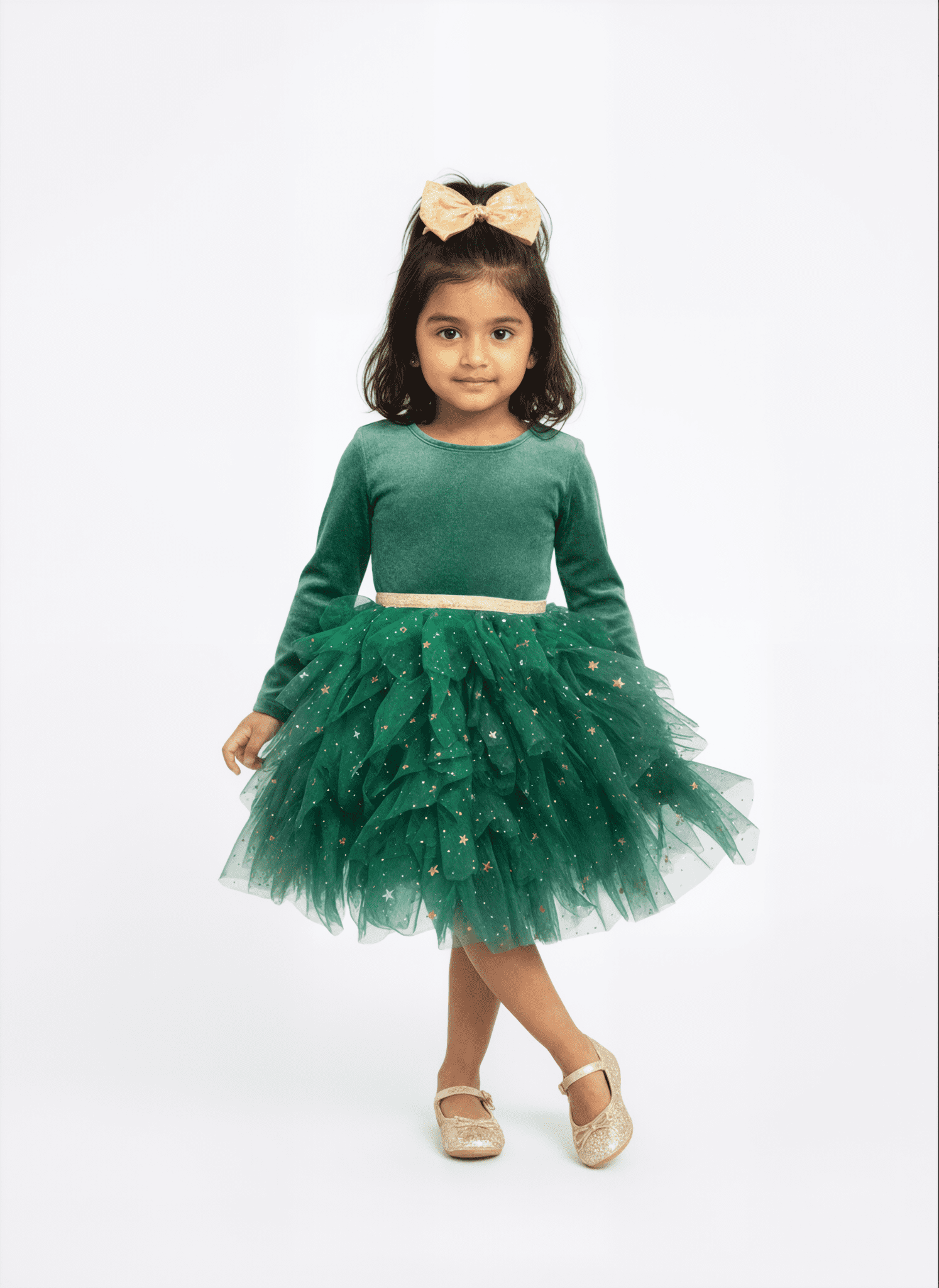 Dreaming of Lucy Toddler Girls Velvet Glitter Tutu Dress with Long Sleeves, Sizes 12M- 5T