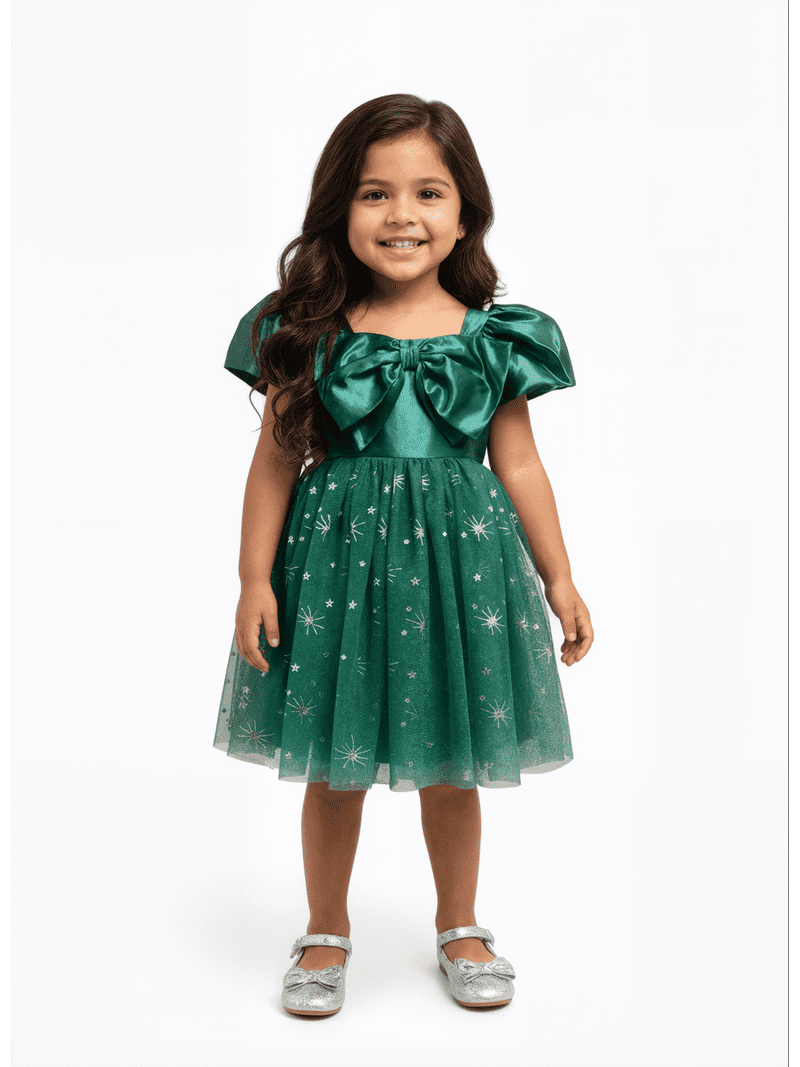 Dreaming of Lucy Toddler Girls Starry Bow Tutu Dress with Short Sleeves,  Sizes 12M- 5T
