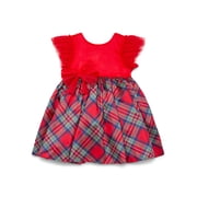 Dreaming of Lucy Toddler Girls Plaid Dress with Flutter Sleeves, Sizes 12M- 5T