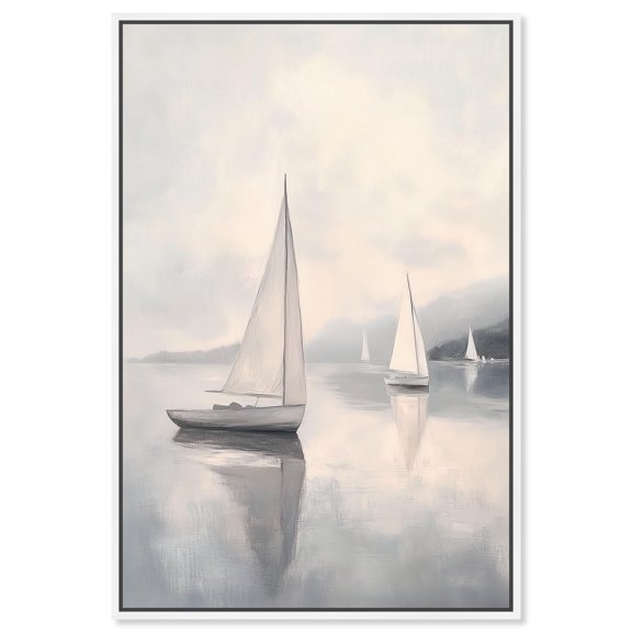 Dreaming of Sails Canvas Minimalist Coastal by Art Remedy, White Frame, 10 x 15