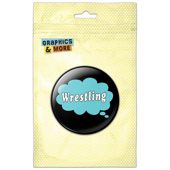 Dreaming of Wrestling Blue Pinback Button Pin Badge