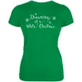 thumbnail image 1 of Dreaming of a White Christmas Juniors Soft T Shirt Irish Green MD, 1 of 1
