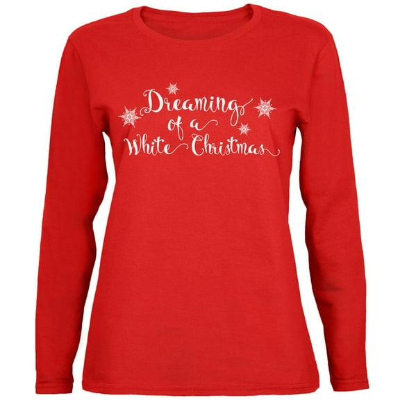 Dreaming of a White Christmas Womens Long Sleeve T Shirt Red LG