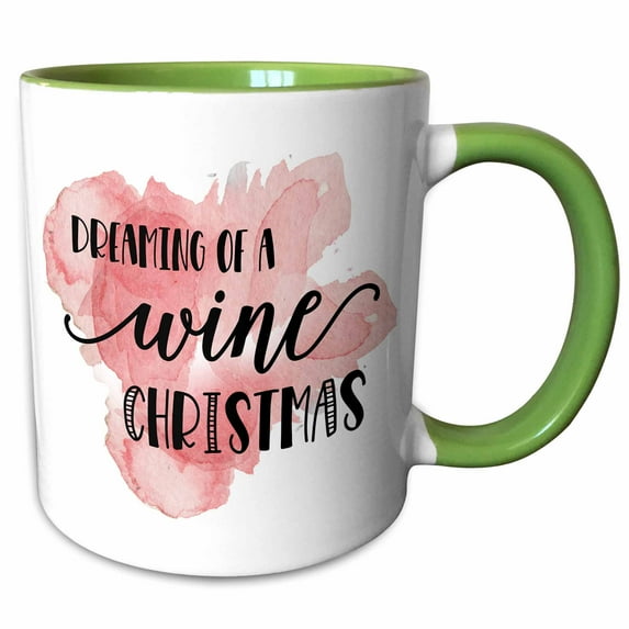 Dreaming of a Wine Christmas 15oz Two-Tone Green Mug mug-301425-12