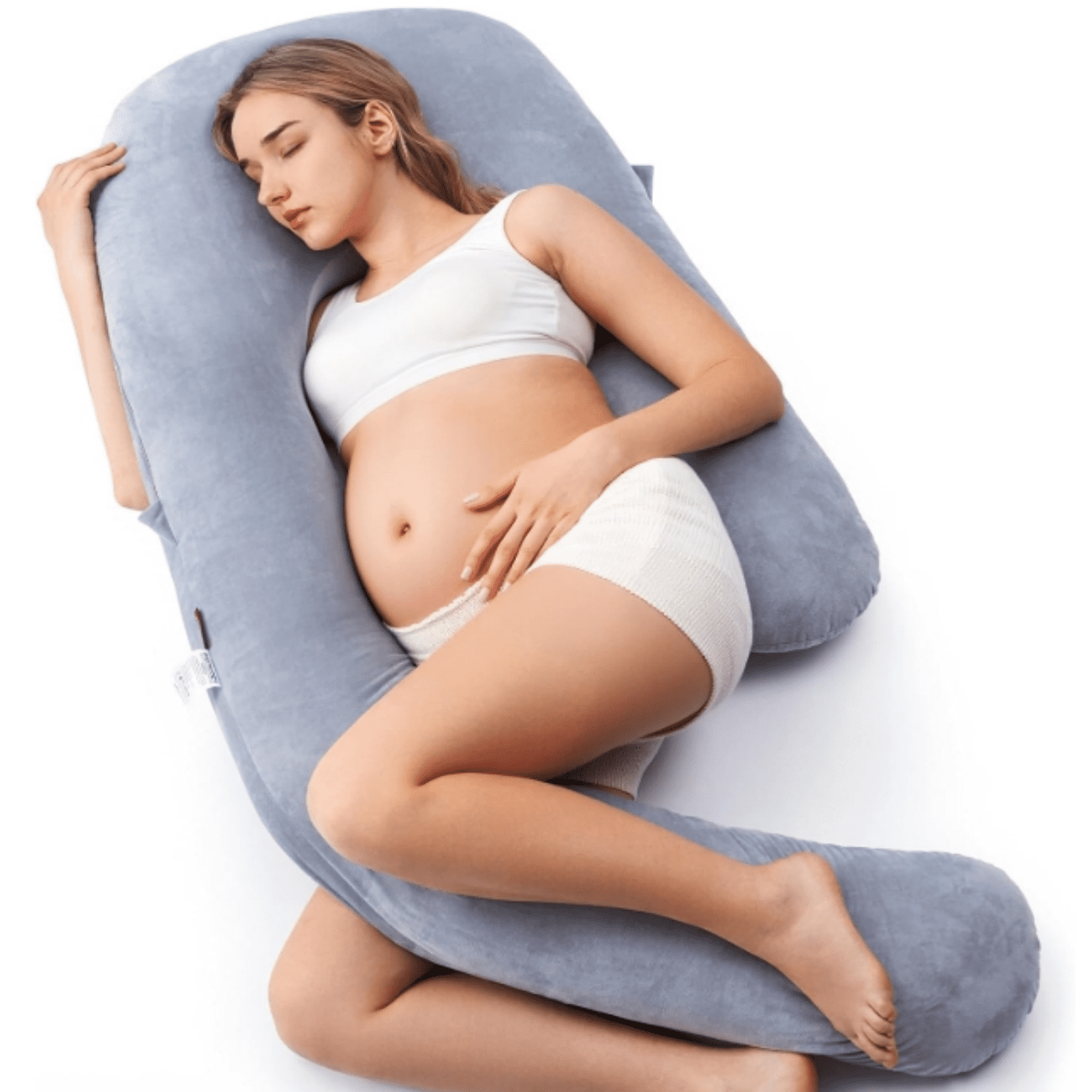 Dreamlign U Pro Maternity Pillow with Adjustable Leg Pillow, Removable Cover - Support for Back, Hip, Belly, Legs for Pregnant Women,