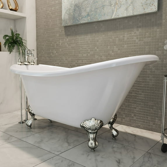 Dreamline Btac6228ffxxf Atlantic 61" Free Standing Acrylic Soaking Tub - White