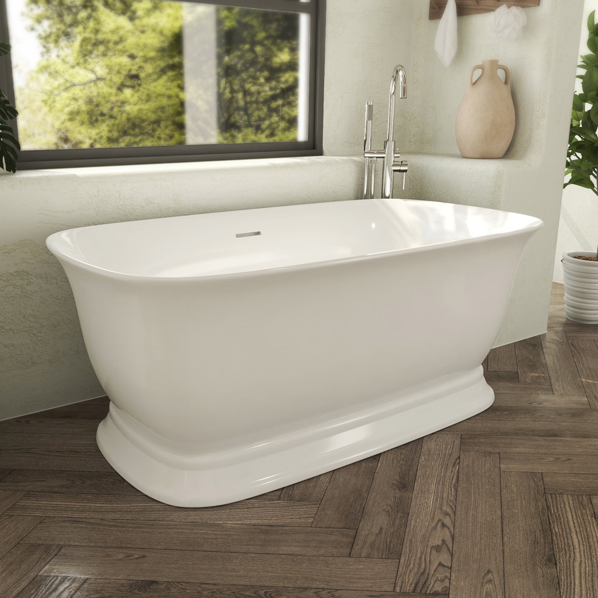 Ascend 67" White Freestanding Acrylic Soaking Bathtub