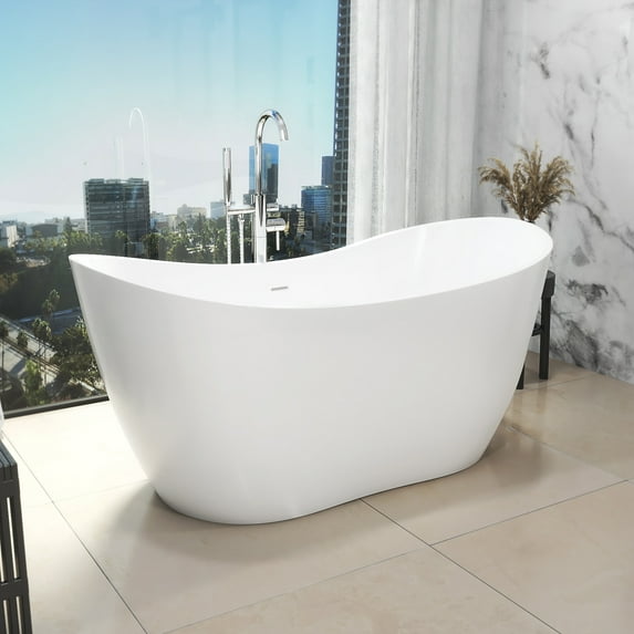 Dreamline Btnl2863xc Nile 63" Free Standing Acrylic Soaking Tub - White