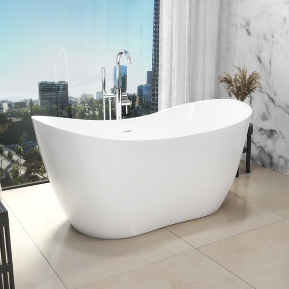 Dreamline BTNL2971XC00 Nile 71" Free Standing Acrylic Soaking Tub - White
