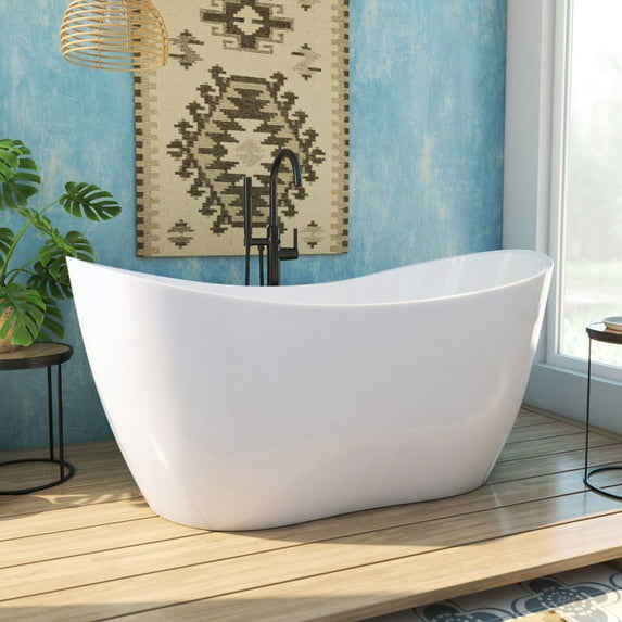 Dreamline Btnl5928ffxxc Nile 59" Free Standing Acrylic Soaking Tub - White / Satin Black